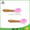 Chinese manufacturers FDA food grade heat resistant safe Eco-friendly baby silicone spoon with wooden