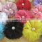 chiffon flower clip with pearl in center for kids hair accessories