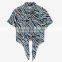 Custom OEM Service women all over printed swallow tail short sleeve lady blouse & top with stand collar
