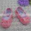 Wholesale cheap Pink Lace Rosette Pattern Soft Sole Fashion Baby Girl Dress Shoes