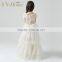 Top Sale High Quality Short Sleeve Ivory Flower Girl Dress With Tail For Girls