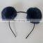 Popular style fur bobble accessory girl fur hair hoop with rabbit fur ball