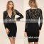 2017 black long sleeve ladies fashion lace dress designs
