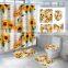 i@home bathroom yellow sunflower floral printed shower curtain painting sets with non-slip rugs