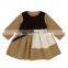 6537/England style fashion kids clothing baby girls' casual dresses color blocking baby-doll dress