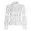 TWOTWINSTYLE  White Elegant Patchwork Lace Women's Shirts Lapel Collar Lantern Long Sleeve Slim