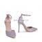 Fashionable sexy and silver glitter court heels with ankle strap with buckle footwear shoes (sandalias mujer)