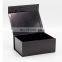 Custom lamination glossy black rigid A5 deep foldable gift box with magnetic closure