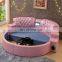 Pink Princess big size girl bedroom sets modern furniture leather massage round bed frame
