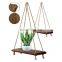 Wall floating rack rustic hanging swing rope shelves wood display shelf