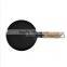 Mini round cast iron pizza pan with wooden handle
