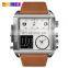 Thailand hot selling big dial men leather wristwatch brand Skmei 1391 custom logo fashion 3 time chronograph digital watch