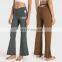 Fashion Naked Feeling Open Flared Wide Leg Yoga Pants Custom Evrlue Fabric Hot Sexy Gym Fitness Wear Dance Leggings For Women