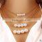 2015 Yiwu Multilayer metal size double pearl necklace
