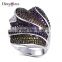 Gorgeous Chunky Party Look Color Cubic Zirconia 18K Gold Plated Deluxe Jewelry Ring