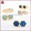 Fashion hexagon agate drusy druzy stone earring studs set in bezel