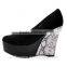 Black Western Popular High Wedge Sneaker Women Leather Hot Sale Sneaker