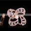 Gold plated zinc alloy white pearl rhinestine four leaf clover lucky scarf clip brooch