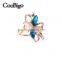 Fashion Jewelry Zinc Alloy Rhinestone Crystal Flower Ring Ladies Wedding Engagement Party Show Gift Dresses Apparel Accessories