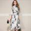 3/4 Sleeves Fashionable party long skirts high top silk dress beauty every clothes