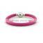 Pink Ladies Omament Genuine Sheep Leather Bracelet Sheepskin Stainless Steel Buckle Bangle