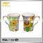 Lead Free gold rim ceramic promotional thermo drinking coffee mug with flower pattern