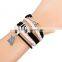 Wholesale Personalized Braided Love Infinite Leather Missouri Map Charm Bracelet