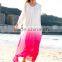 SheIn Women Fashion Long Sleeve Ombre Tie Tassel V Back Maxi Dress