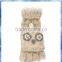 owl capped winter knitting half finger gloves for women