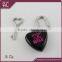 Hot black mini love heart shape padlock with key