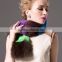 New Design Ladies Fashion Genuine Rabbit Fur Scarf with Raccoon Fur Scarf in Contrast Color