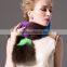 New Product Fashion Women Winter Contrast Color Rabbit Fur Scarf With Raccoon Fur Scarf Neckerchief
