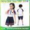 Wholesale new style primary school uniform high quality polo shirt with bule skirt or shorts