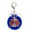 8cm Fur Ball Keyrings For Girl Big Key Chain Women Ladybug Fur Pom Pom Keychain