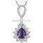 925 sterling silver natural real shining zircon newest modern amethyst pendant