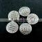 12mm Vintage Antiqued Silver Flower Engraved Round Flat Alloy Beads DIY Beading Supplies 3993007