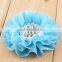 pearl center decorative chiffon fabric flower chiffon flower petal hair pins with pearl centers