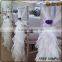 wedding decoration pure white chiffon chaivari curly willow ruffle chair sash