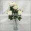 12 branches bunch white color silk rose flower