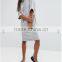 alli baba com oem Soft-touch Drawstring hood Dropped shoulders Pouch pocket Grey Sweater Dress