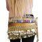 2 rows gems velvet 248coins belly dancing hip scarf