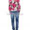 2015 New Fashion Round Neck Floral Printed Long Sleeve Polo Womens T-shirt Wholesale