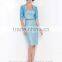 new style knee length satin beaded long sleeve cocktail dresses