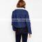 thick crop top warm denim jacket woven wool fabric for winter overcoat