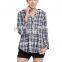 OEM price distributor wholesale slim fit fashion ladies plaid blouse and shirts