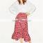 Latest ladies fashion wholesale high quality red plaid frilled skirt