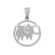 Stainless Steel Cut Out Pendants Elephant Animal Silver Tone Round Clear Rhinestone