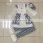 100% cotton children clothing set stripe outfit for girls