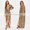 Stylish Nude Leopard Print Wrap Front Ladies Maxi Dress