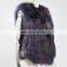 Colorful raccoon fur vest for ladies luxury raccoon fur overcoat